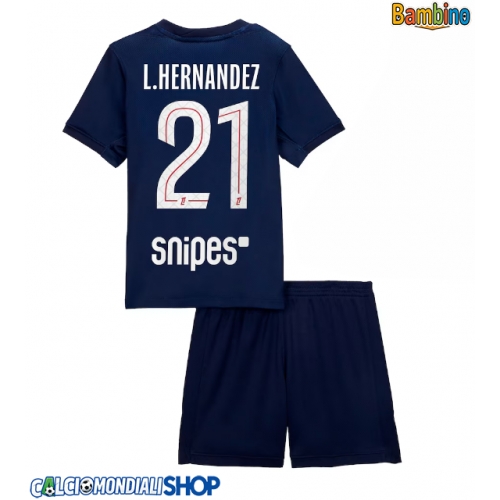 Maglie da calcio Paris Saint-Germain Lucas Hernandez #21 Prima Maglia Bambino 2025-26 Manica Corta + Pantaloni corti)